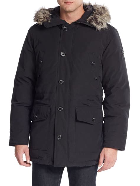 michael kors faux fur-trimmed parka men
